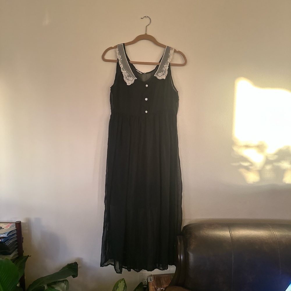 Vintage Black Maryjane- lace Collar - see through with slip dress sold